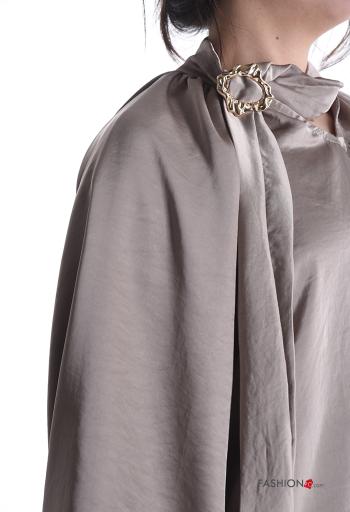 Blusa com fivela regulável cetim manga comprida - ph 4