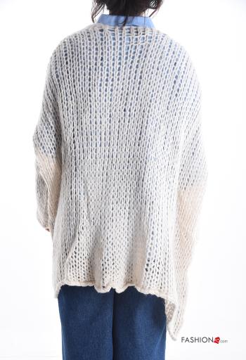 long sleeve fishnet Wool Mix Cardigan - ph 2