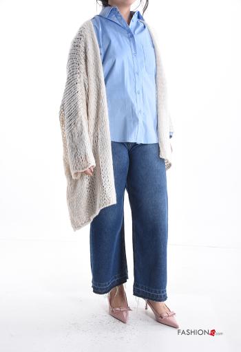 long sleeve fishnet Wool Mix Cardigan - ph 5