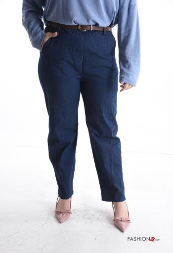 Denim Hose aus Baumwolle mit Gürtel - ph 1