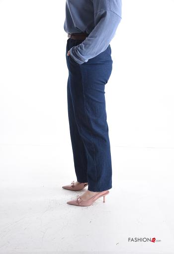Denim Hose aus Baumwolle mit Gürtel - ph 3