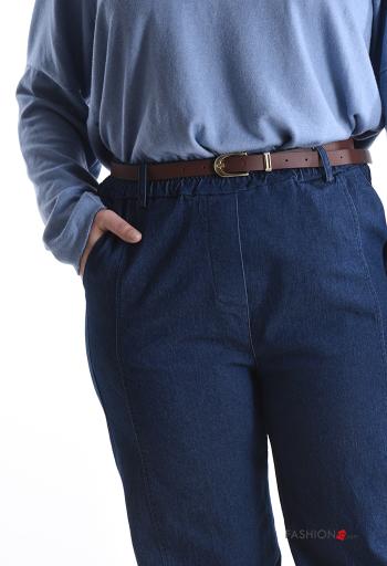 Denim Hose aus Baumwolle mit Gürtel - ph 4