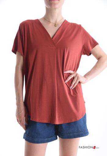 Blusa maniche corte scollo a V