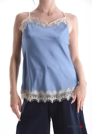 Top senza maniche regolabile pizzo raso