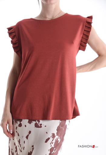 Blusa manga volante manga corta cuello redondo