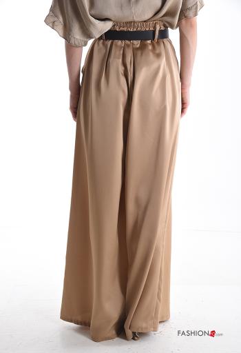 Pantalones wide leg cintura alta largo con bolsillos con cinturón con elástico - ph 2