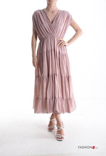 Abito in Cotone senza maniche scollato sulla schiena con balze scollo a V - ph 1