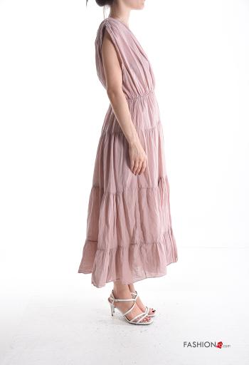 Abito in Cotone senza maniche scollato sulla schiena con balze scollo a V - ph 3