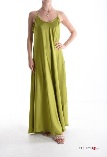 sleeveless long satin Dress