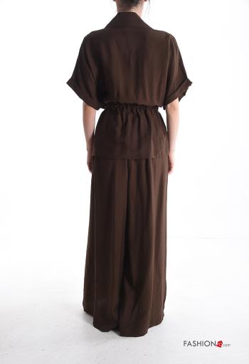Coordinato maniche corte wide leg con elastico con bottoni con coulisse - ph 2