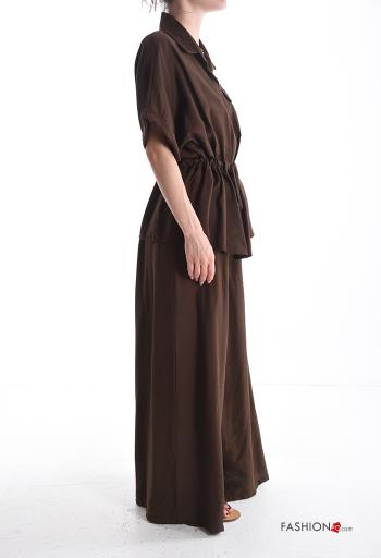 Coordinato maniche corte wide leg con elastico con bottoni con coulisse - ph 3