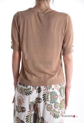 Jersey manga corta cuello redondo con botones con brillantes - ph 2