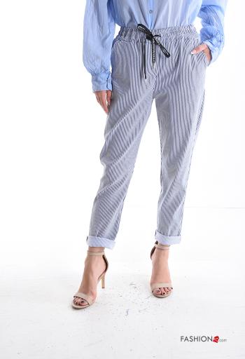 Pantalone Fantasia righe con elastico con tasche con coulisse - ph 1