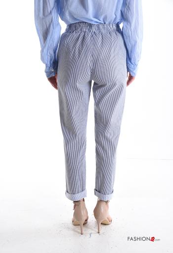 Pantalone Fantasia righe con elastico con tasche con coulisse - ph 2