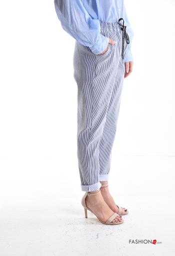Pantalone Fantasia righe con elastico con tasche con coulisse - ph 3