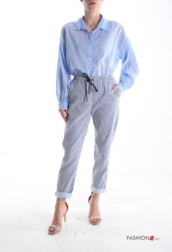 Pantalone Fantasia righe con elastico con tasche con coulisse - ph 5