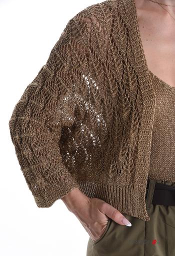 Cardigan uncinetto lurex maniche lunghe Fantasia ricamata - ph 4