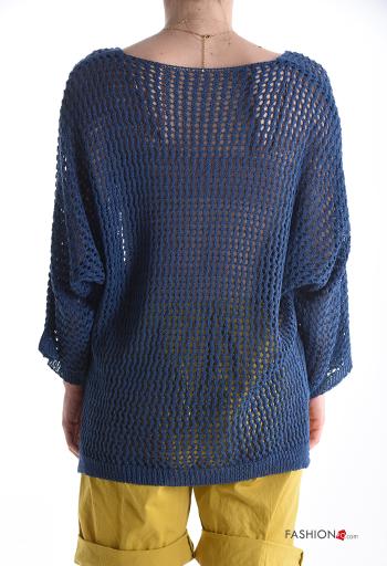long sleeve fishnet Sweater with v-neck - ph 2