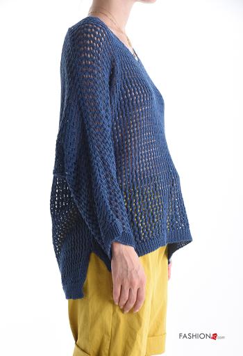 long sleeve fishnet Sweater with v-neck - ph 3