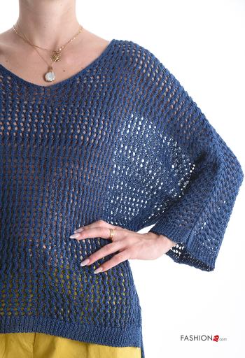 long sleeve fishnet Sweater with v-neck - ph 4