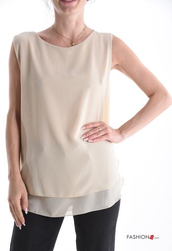 ärmellos u-boot ausschnitt chiffon Top mit Futter