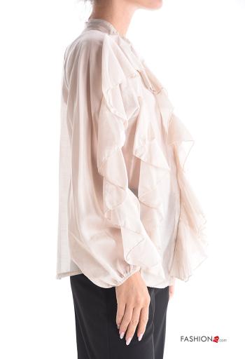 long sleeve Shirt with flounces with v-neck with buttons - ph 3