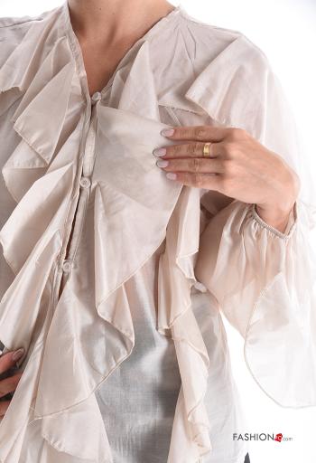 long sleeve Shirt with flounces with v-neck with buttons - ph 4
