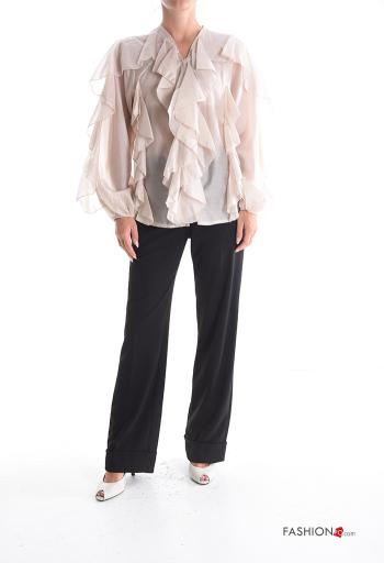 long sleeve Shirt with flounces with v-neck with buttons - ph 5