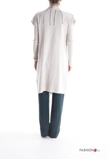 Cardigan senza maniche con tasche con frange - ph 2