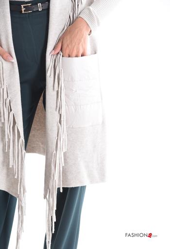 Cardigan senza maniche con tasche con frange - ph 4
