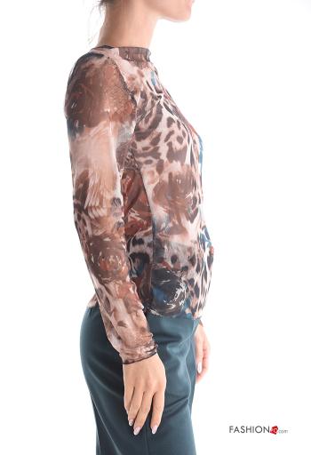 Maglietta a manica lunga tulle girocollo Fantasia mista - ph 3