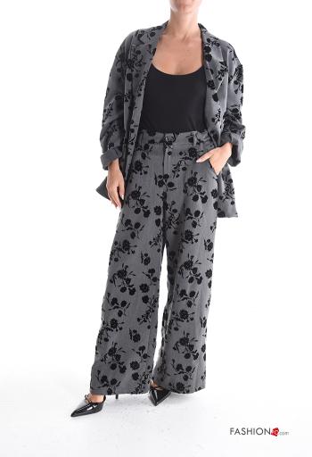 Pantalone wide leg Fantasia floreale con tasche con bottoni con zip - ph 5