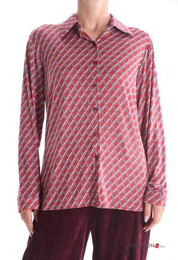 Camicia maniche lunghe con colletto Fantasia mista con bottoni