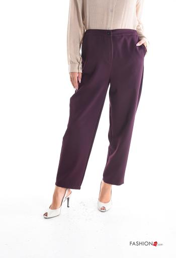 Pantalone con elastico con zip con bottoni con tasche