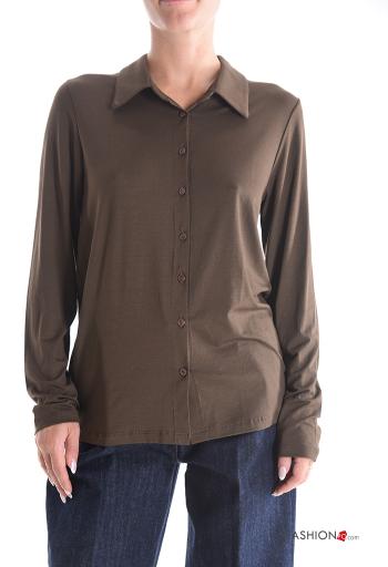 Chemise manches longues à collet à boutons