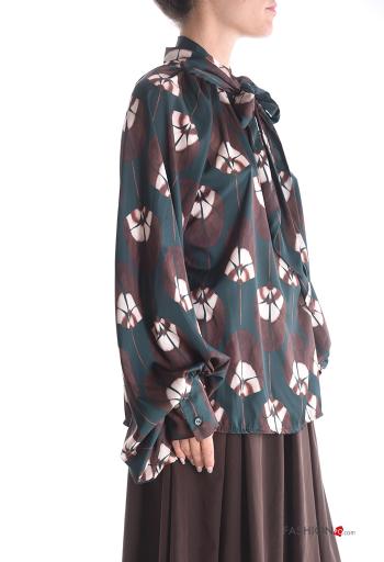 Blusa maniche lunghe Fantasia floreale con fiocco - ph 3