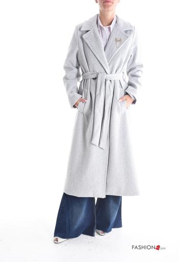 Cappotto con fodera con strass con bottoni con tasche