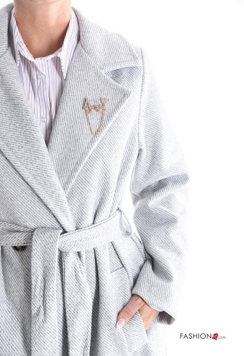 Cappotto con fodera con strass con bottoni con tasche - ph 4