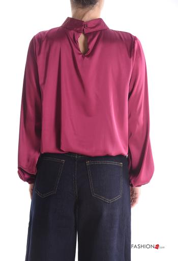 satin long sleeve Cotton Blouse Rollneck with elastic - ph 2