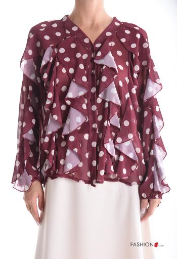 Polka-dot long sleeve Shirt with flounces with buttons - ph 1