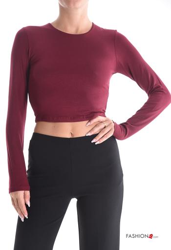 T-shirt à manches longues courte col rond manches longues