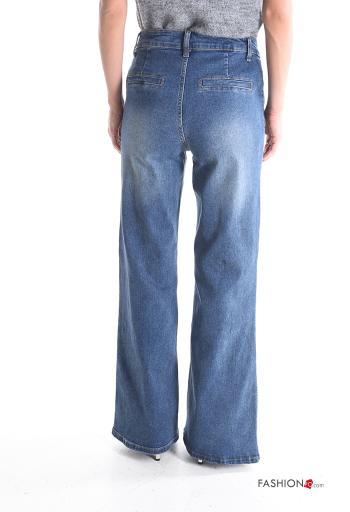 Jeans in Cotone denim a zampa con tasche con bottoni con zip - ph 2