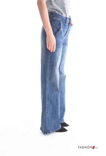 Jeans in Cotone denim a zampa con tasche con bottoni con zip - ph 3
