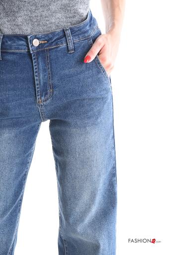Jeans in Cotone denim a zampa con tasche con bottoni con zip - ph 4