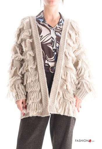 Cardigan maniche lunghe con frange