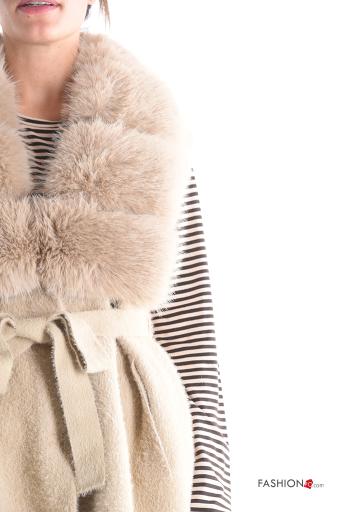 Gilet with belt with faux fur with pockets - ph 4