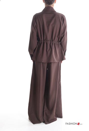 Ensemble coordonné wide leg à collet manches longues à boutons avec élastique - ph 2