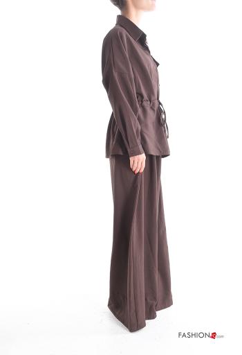 Ensemble coordonné wide leg à collet manches longues à boutons avec élastique - ph 3