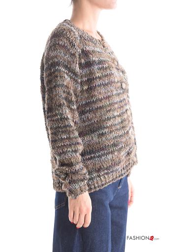 Cardigan in Misto Lana maniche lunghe girocollo con bottoni - ph 3