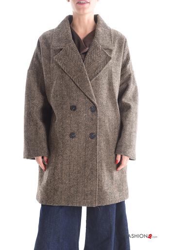 Cappotto doppio petto con fodera con bottoni con tasche - ph 1